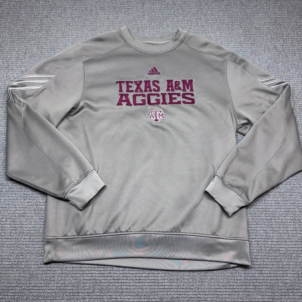 Adidas Mens Texas A&M Aggies ClimaWarm Sweatshirt Gray XL Pullover Fleece